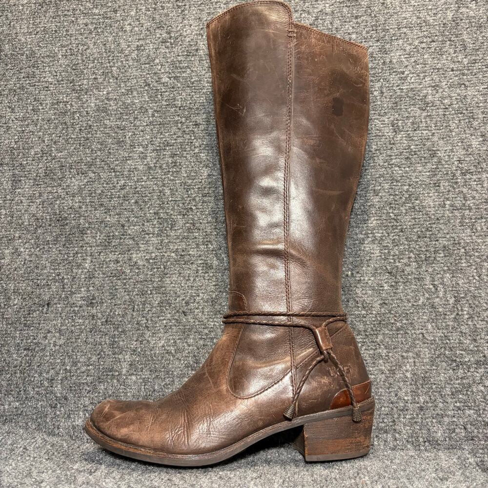UGG Cierra Womens Size 8 Brown Leather Tall Knee High Riding Boots Y2K Zipper
